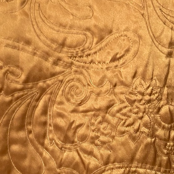 Classic Elements 80s Gold Satin Quilted Jacket mandarin collar women’s size L - Picture 11 of 11